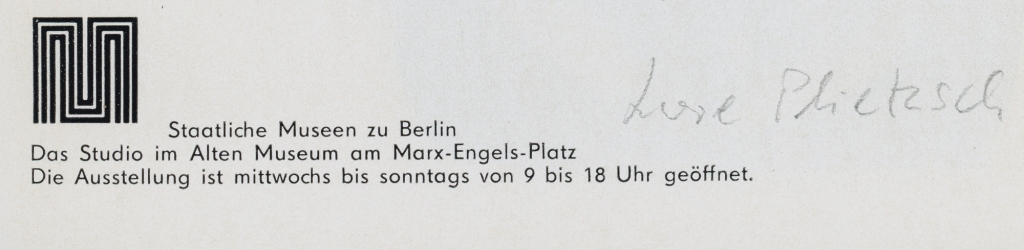 Handschriftliche Signatur im Dokument: Lore Plietzsch